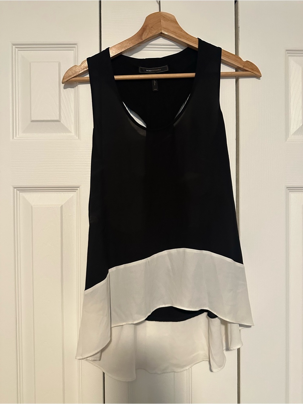 Black and White Sleeveless Cut Out Back Women's Top